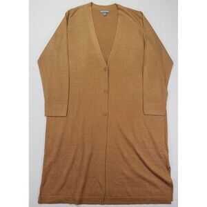 Jessica London Wool Blend Button Duster Cardigan Sweater Plus 18/20 Camel Brown